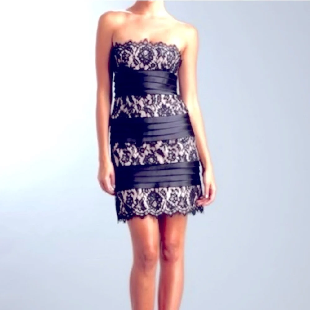 BCBGMAXAZRIA Lace Strapless Cocktail Dress Women’s Size 0 - Picture 1 of 16